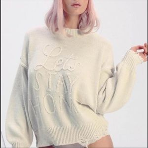 Wildfox Couture Let's Stay Home Overnight Sweater Sz S